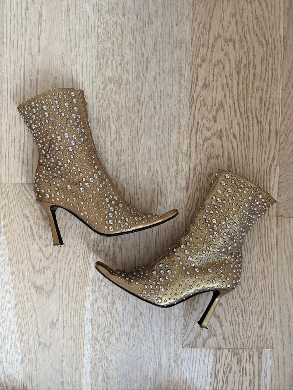 RARE Gianmarco Lorenzi Gold and Silver Studded Heel Boots